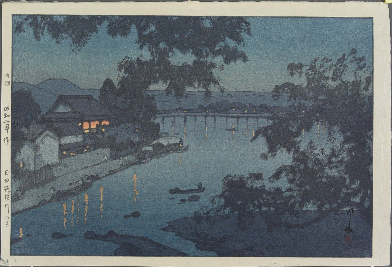 Noite no rio Chikugo em Hita de Hiroshi Yoshida