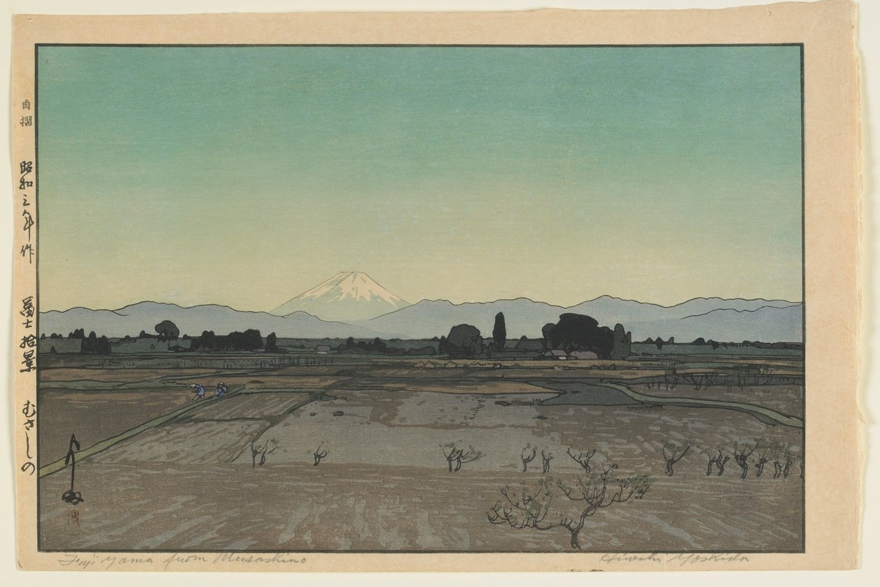 Fuji de Musashino, da série, Dez Vistas do Monte Fuji, era Showa de Hiroshi Yoshida