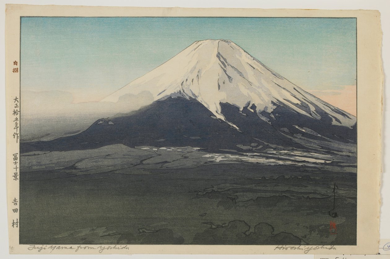 Fuji de Yoshida, da série, Ten Views of Mount Fuji, Taisho era de Hiroshi Yoshida