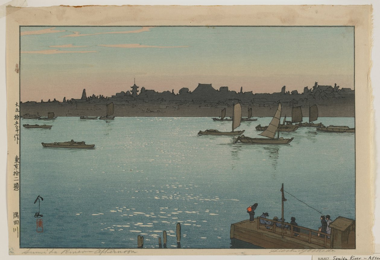 Rio Sumida - Tarde, da série Twelve Scenes of Tokyo, Era Taisho de Hiroshi Yoshida