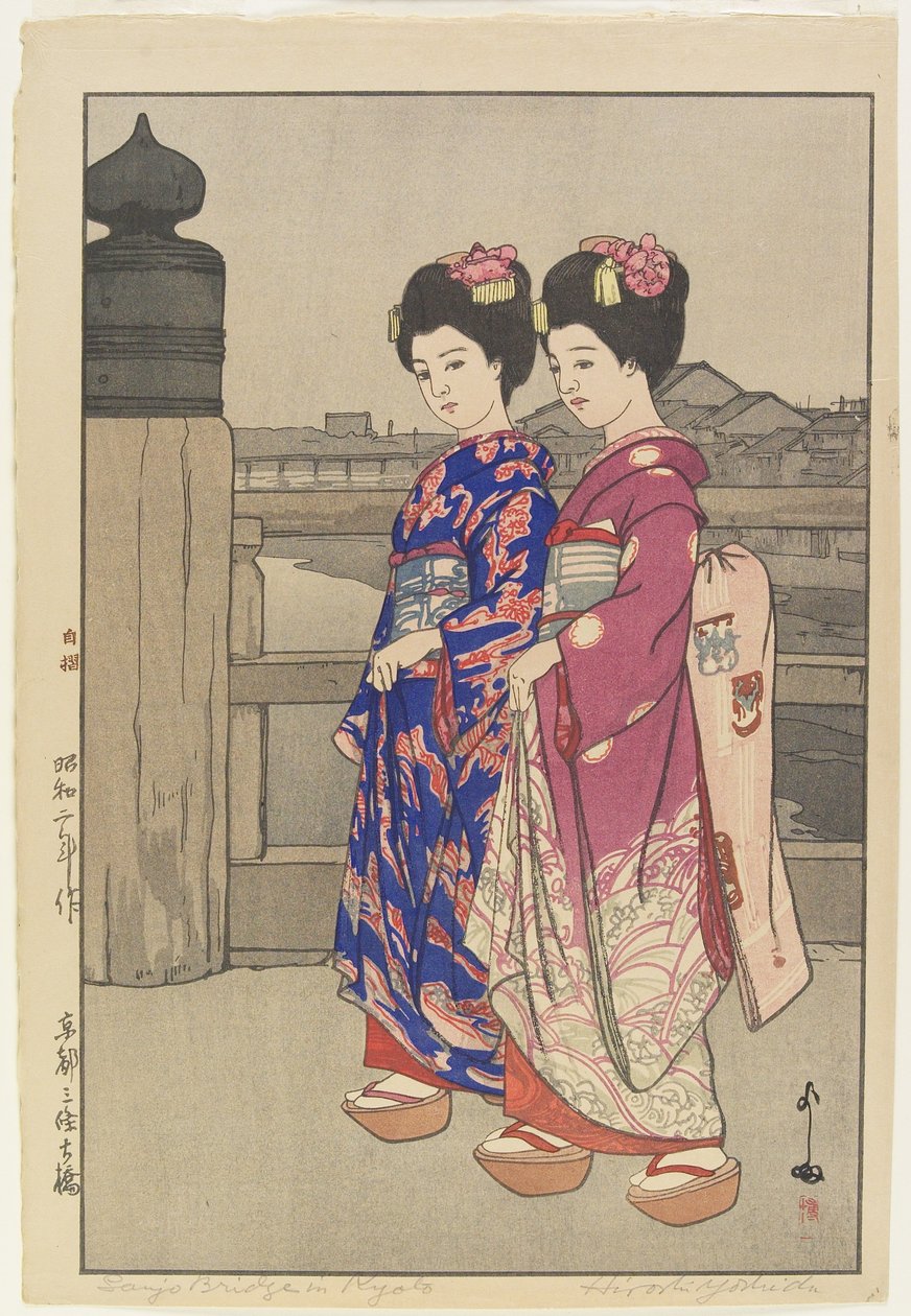 A Grande Ponte de Sanjo_ em Kyoto de Hiroshi Yoshida