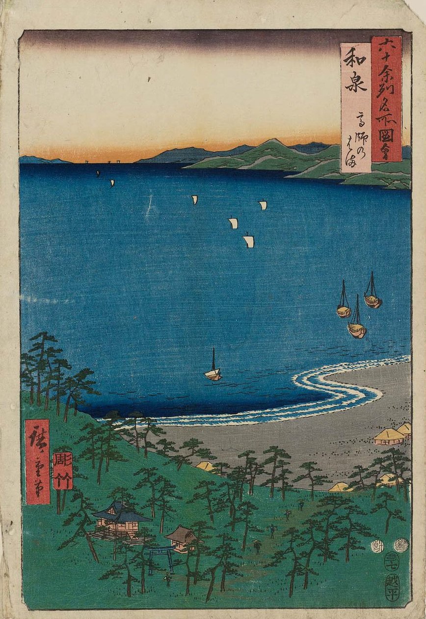 Província de Izumi: Takashi Beach Izumi, Takashi no hama de Utagawa Hiroshige