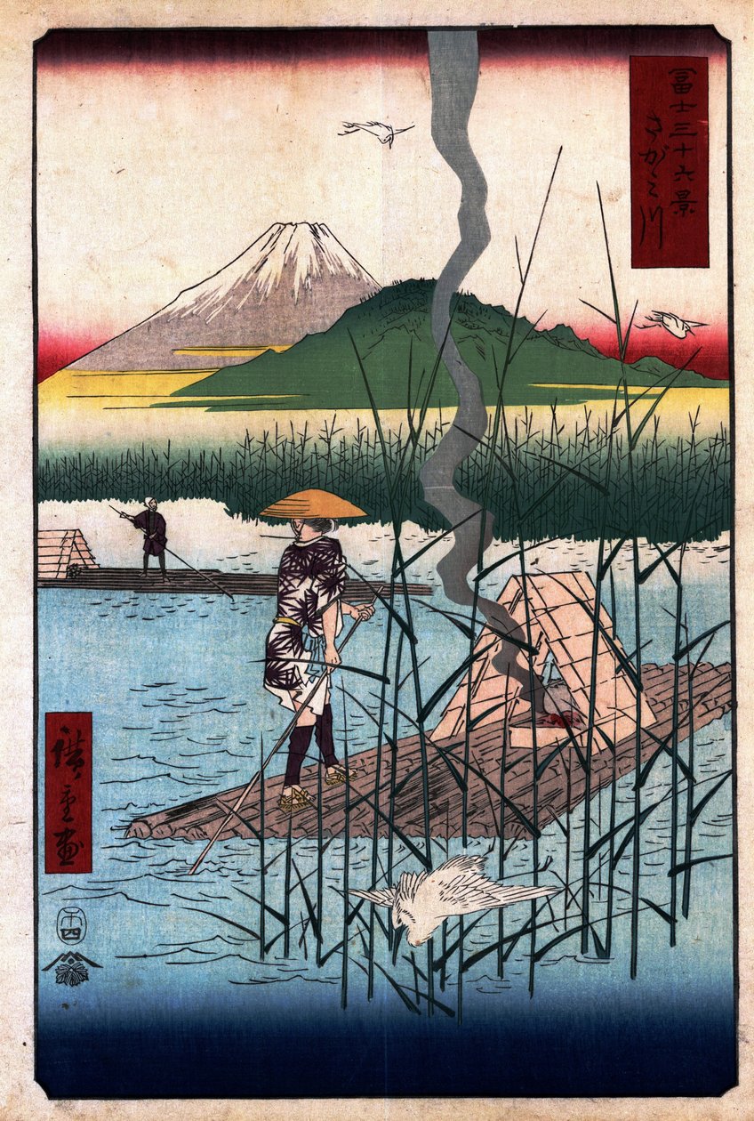 36 vistas do Monte Fuji - 18. O rio Sagami de Utagawa Hiroshige