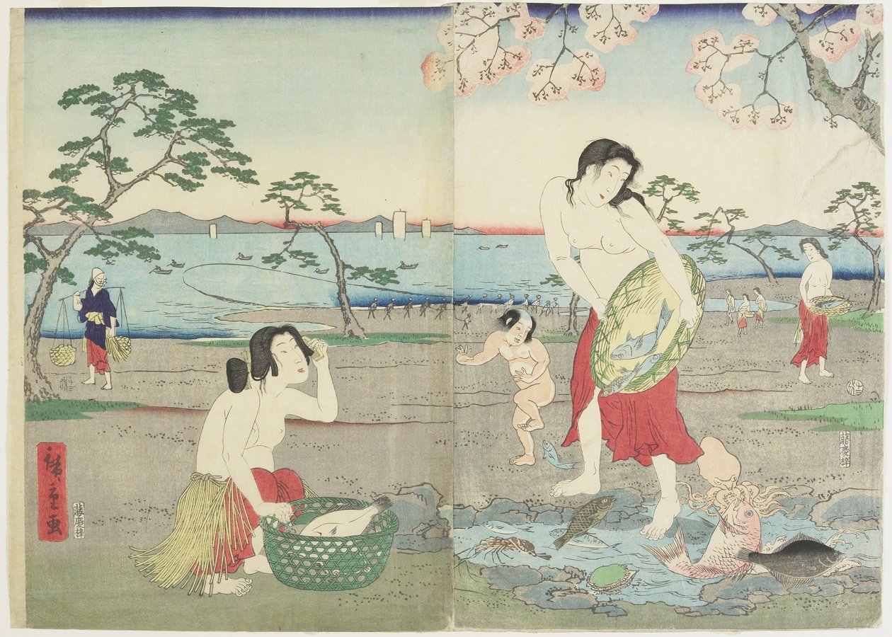 (Pescadoras), março de 1864 de Hiroshige II