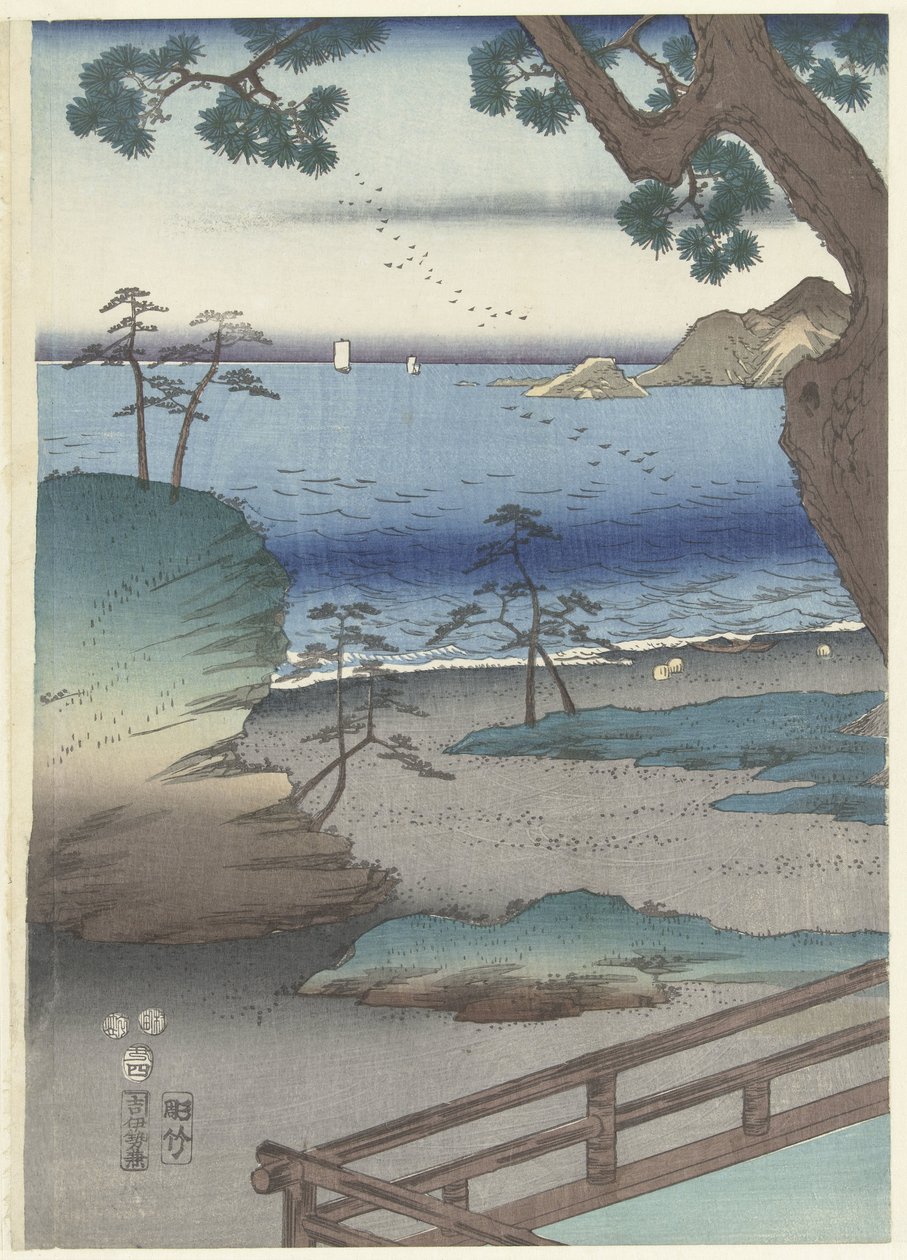 De elegante prins Genji te Suma
Furyu Genji Suma de Hiroshige (I) , Utagawa
