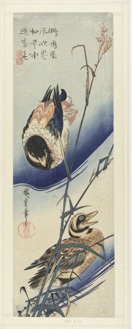 Patos perto de canas de Hiroshige (I) , Utagawa