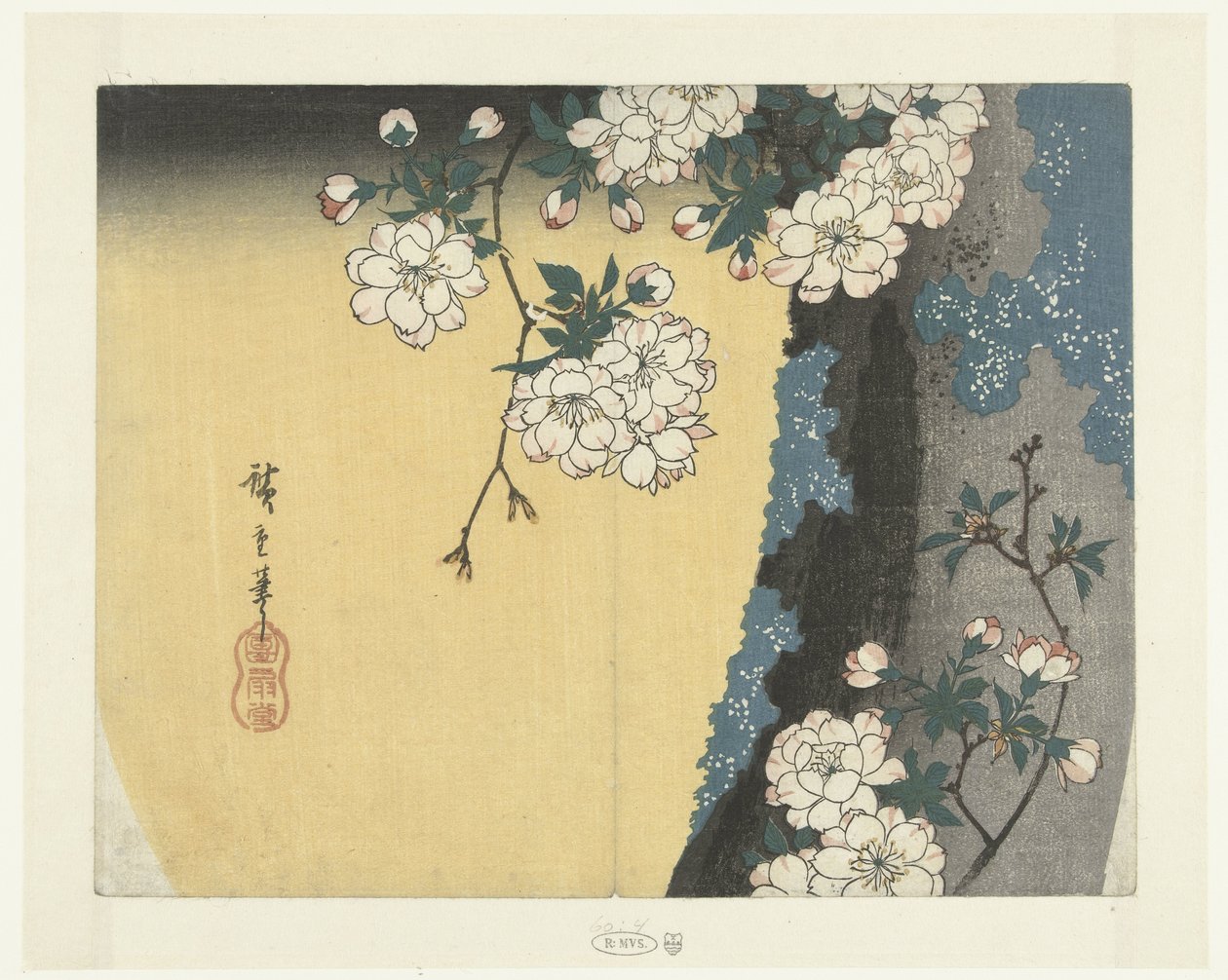 Tronco musgoso e flores de cerejeira de Hiroshige (I) , Utagawa