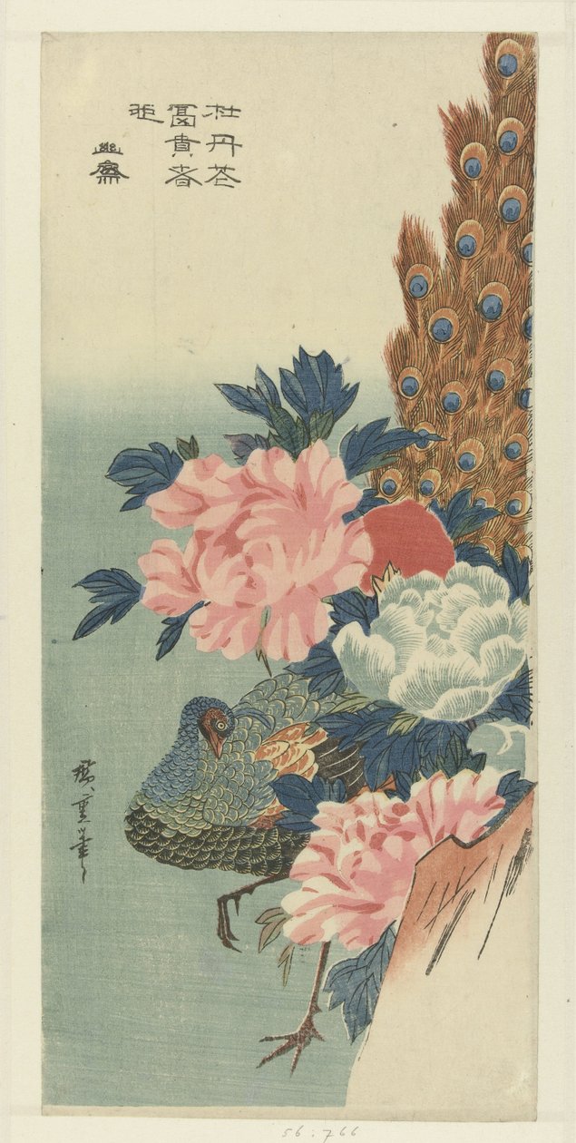 Pavão e peônias de Hiroshige (I) , Utagawa