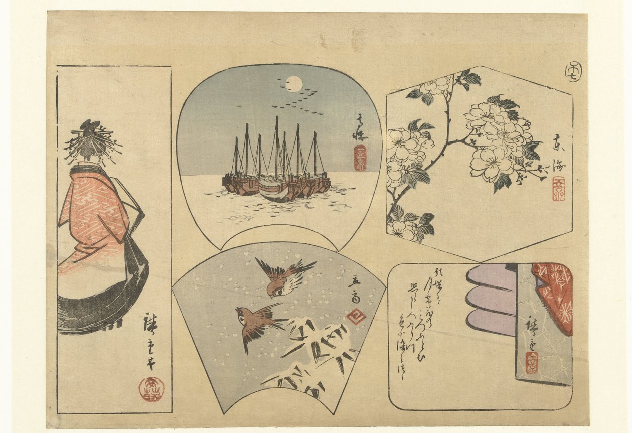 Cinco recortes de Hiroshige (I) , Utagawa