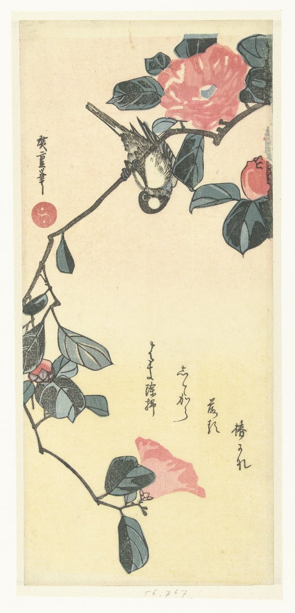 Pássaro e camélia de Hiroshige (I) , Utagawa