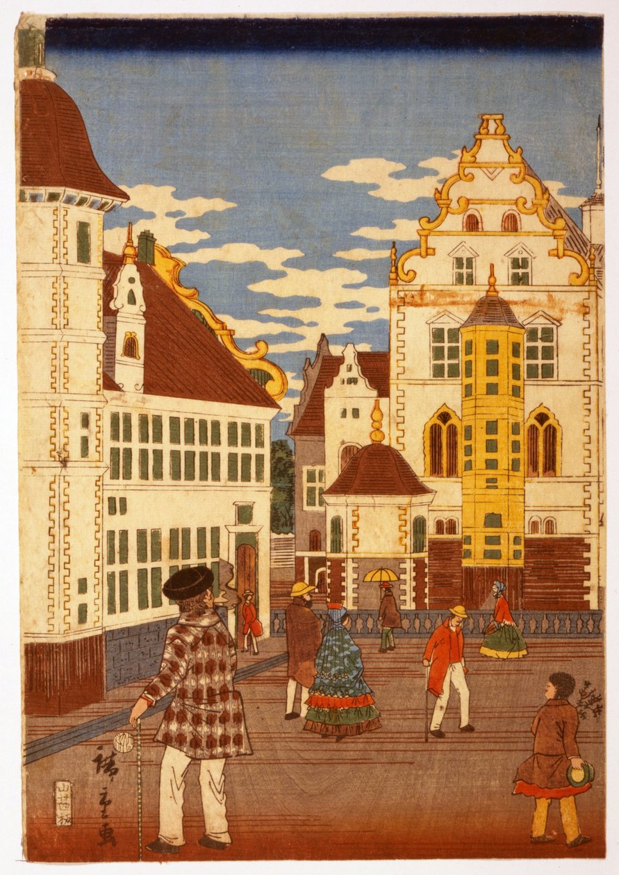 Vista da vida americana, do Illustrated London News, pub. 1860. de Hiroshige Utagawa
