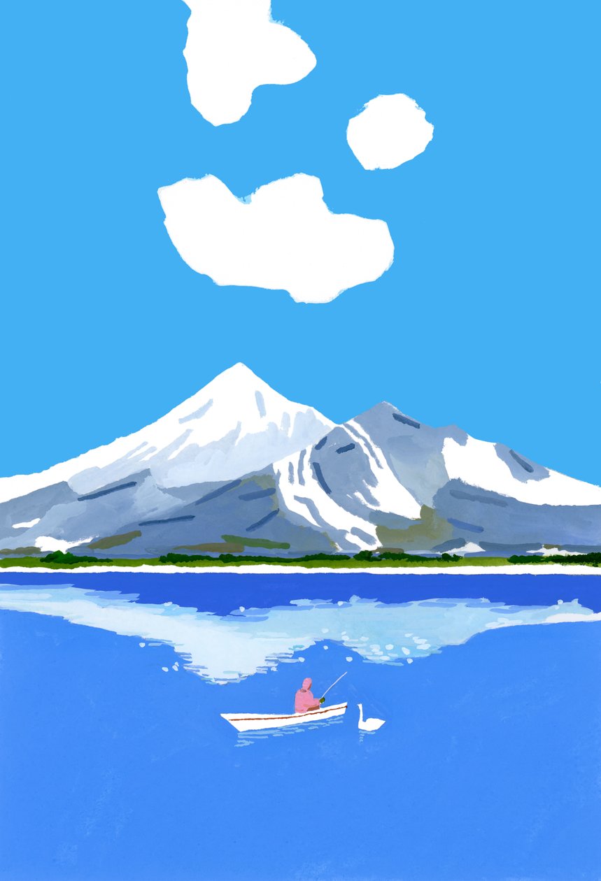 A pesca no lago de inverno de Hiroyuki Izutsu