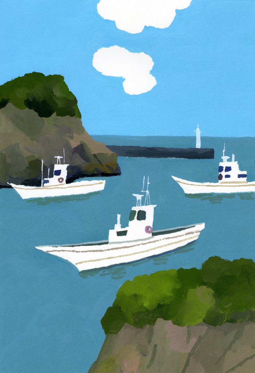 Três barcos de pesca. de Hiroyuki Izutsu