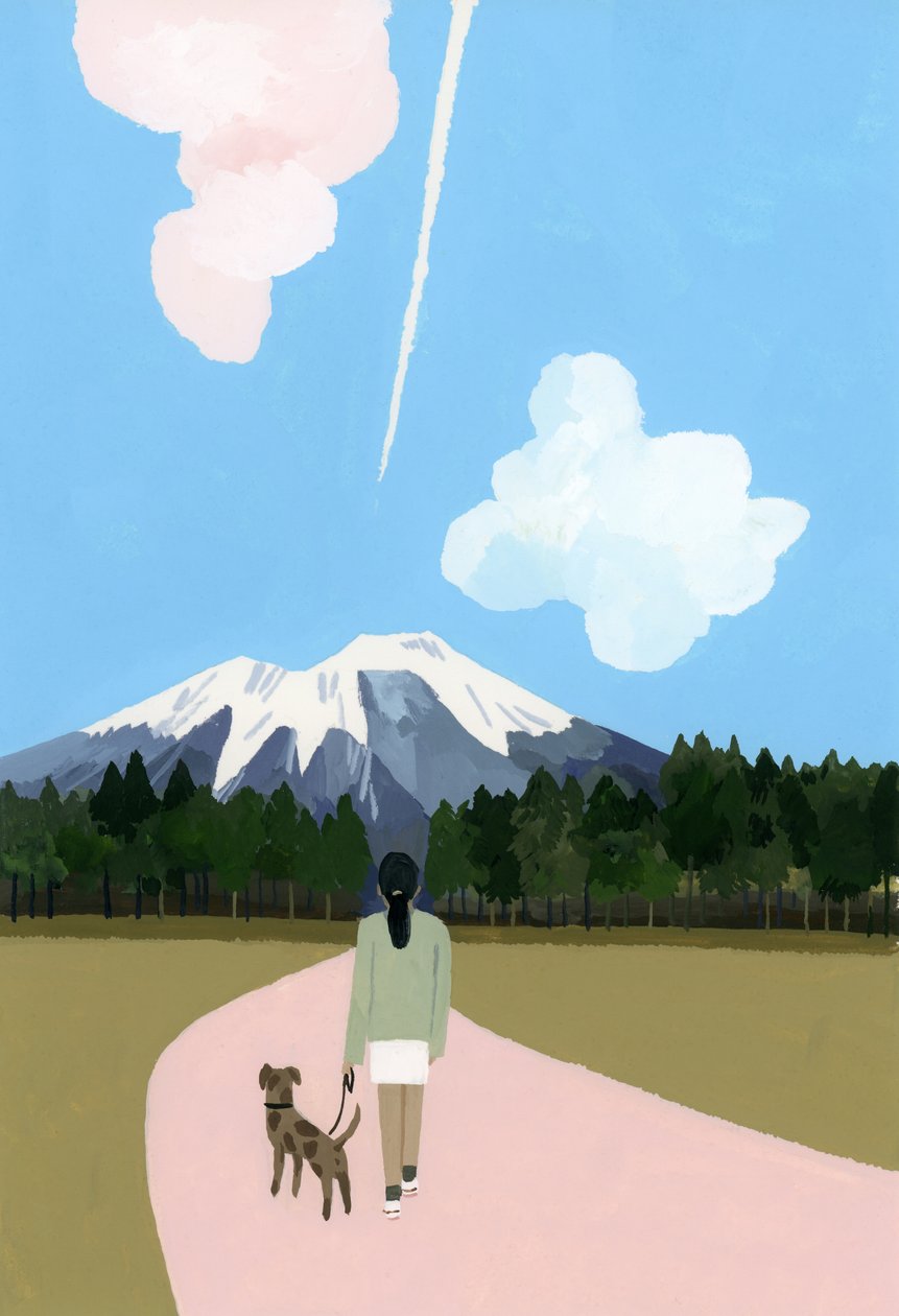 Caminhar com o cão e a nuvem de avião de Hiroyuki Izutsu