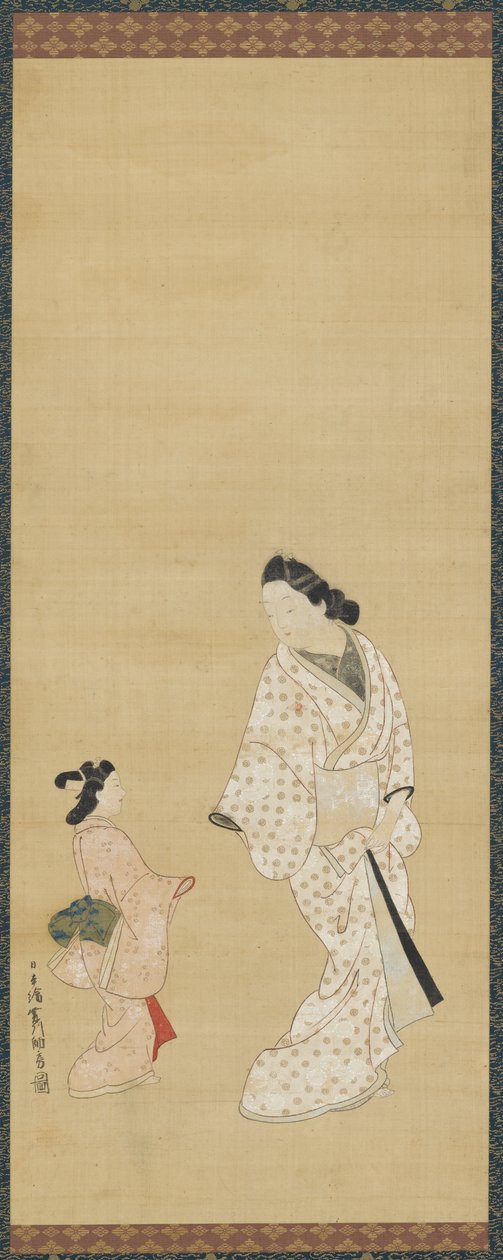 Yujo e uma garota, 1688-1697. de Hishikawa Morofusa