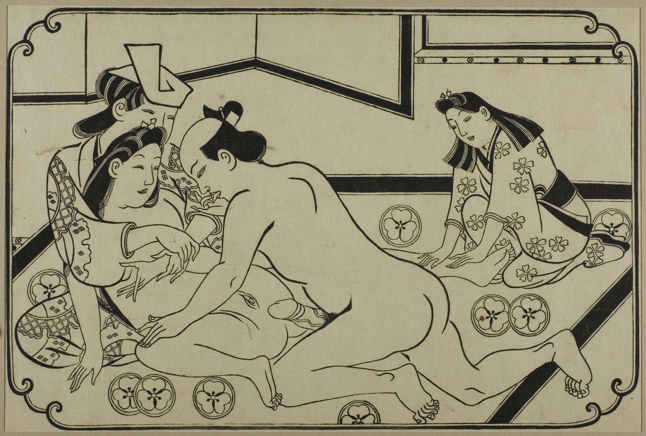 Uma folha de um álbum de shunga de Hishikawa Moronobu