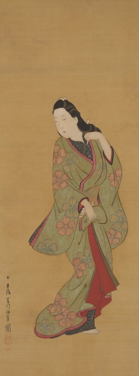 Beleza virando a cabeça de Hishikawa Moronobu