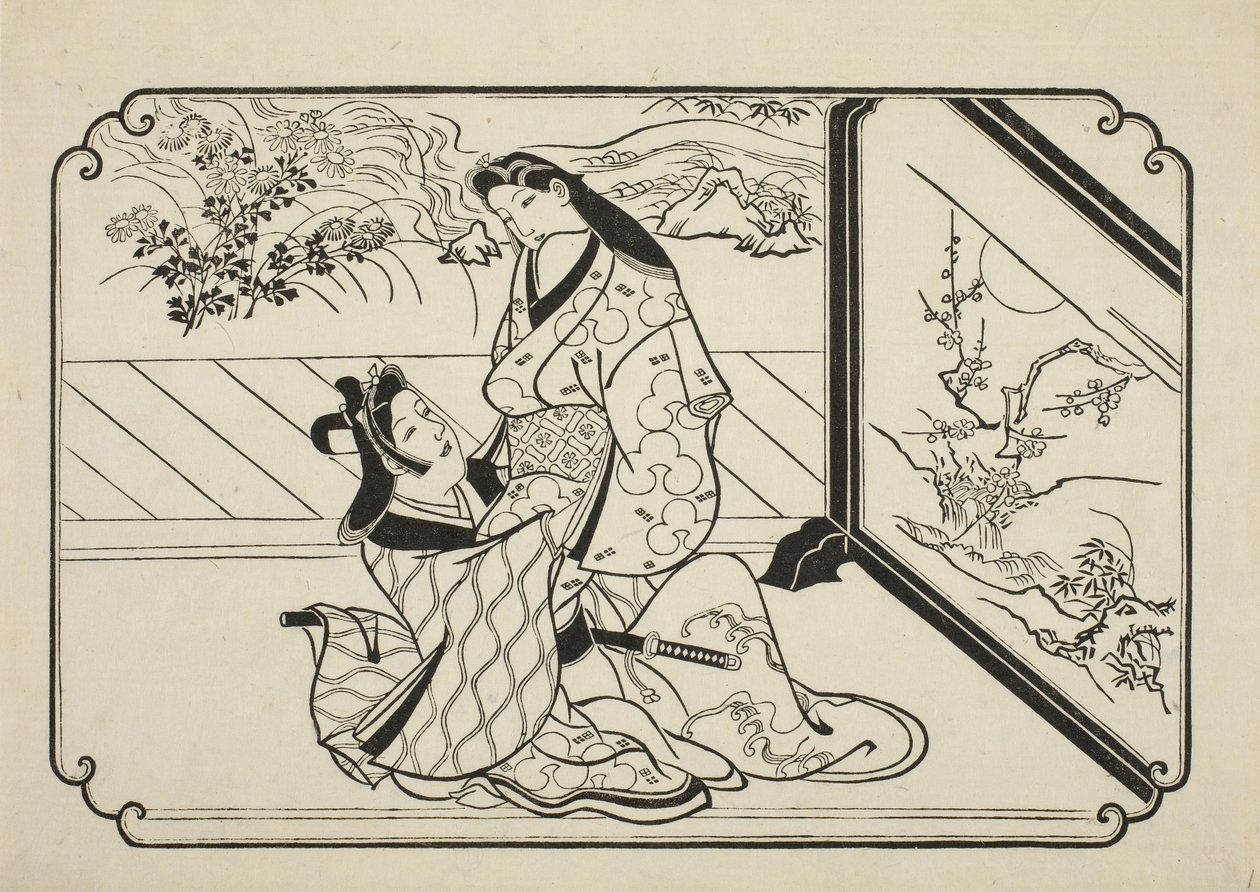Por trás da tela, c.1673-81 de Hishikawa Moronobu