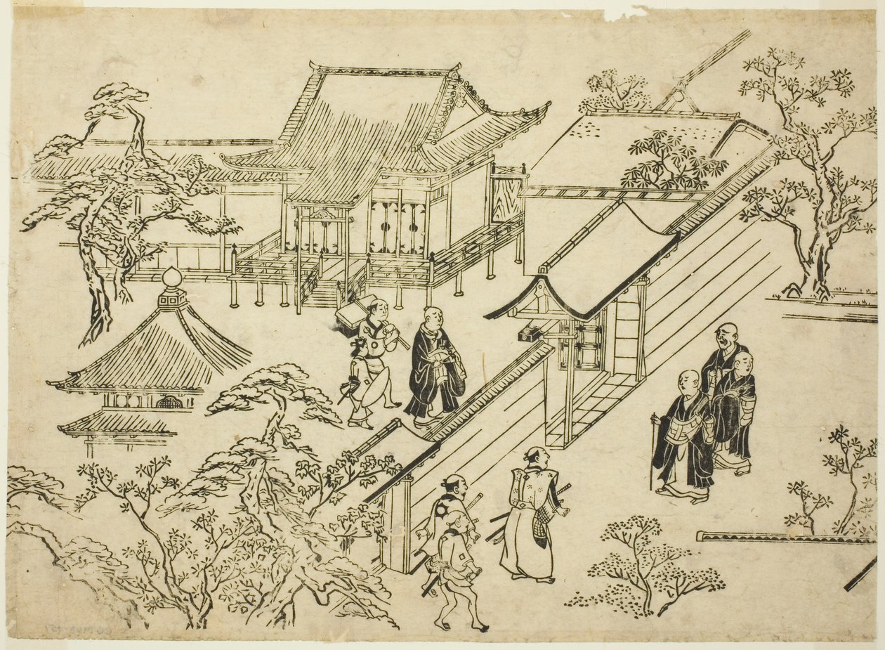 Honbo, da série "Scenes of Flower-viewing at Ueno (Ueno hanami no tei)" de Hishikawa Moronobu