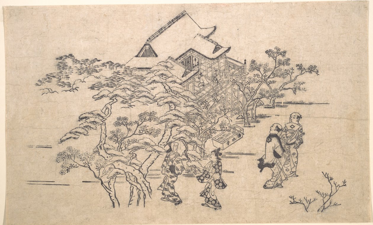 Templo Kiyomizu em Quioto de Hishikawa Moronobu