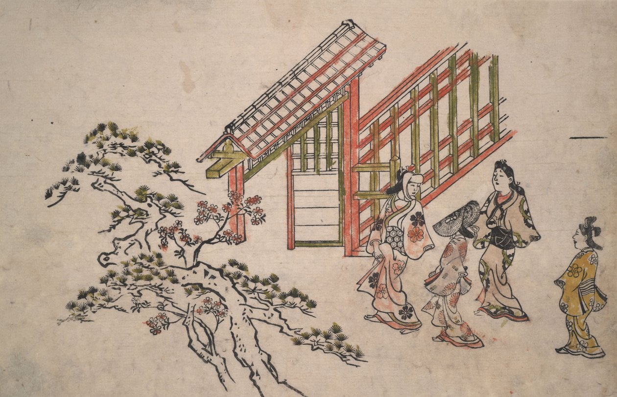 Perto do Novo Portão de Yoshiwara de Hishikawa Moronobu
