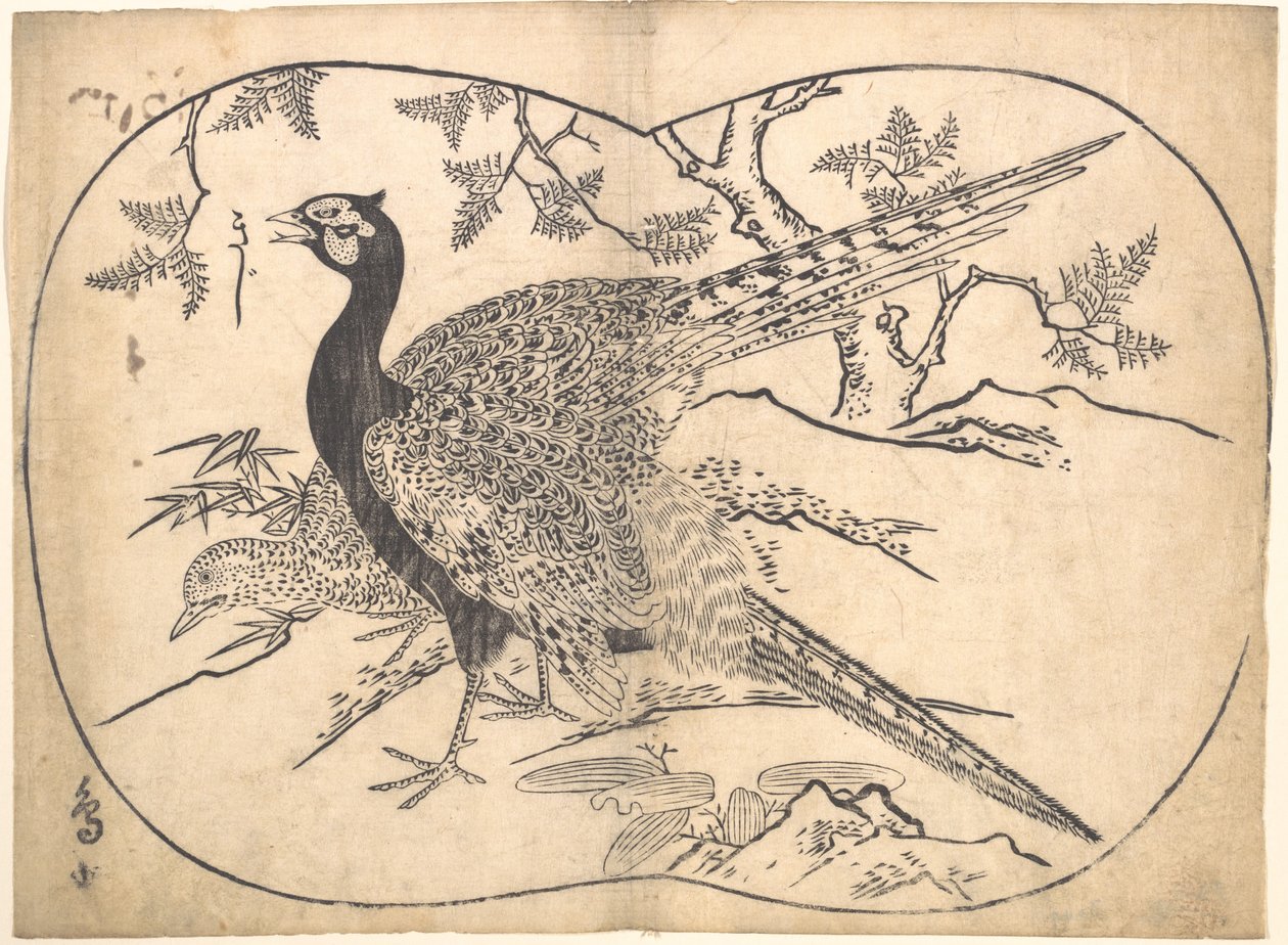 Faisões de Hishikawa Moronobu