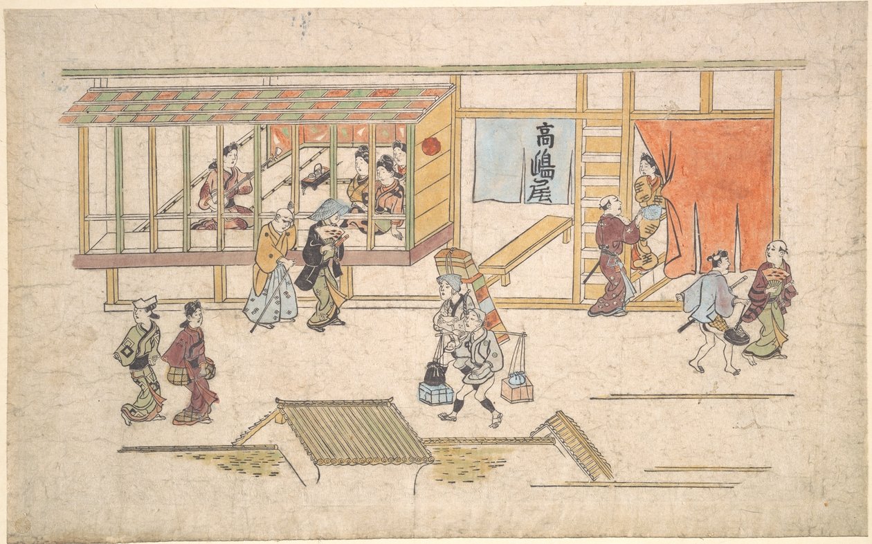 Cena em Yoshiwara de Hishikawa Moronobu