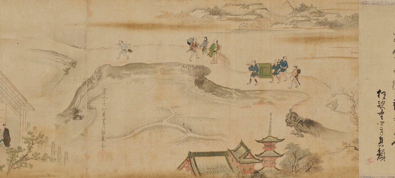 Cenas dos teatros e dos bairros de prazer de Yoshiwara de Hishikawa Moronobu