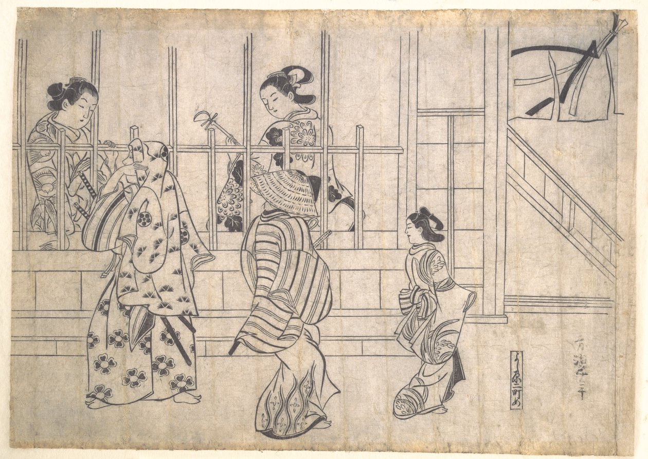 Cena de rua em Yoshiwara de Hishikawa Moronobu