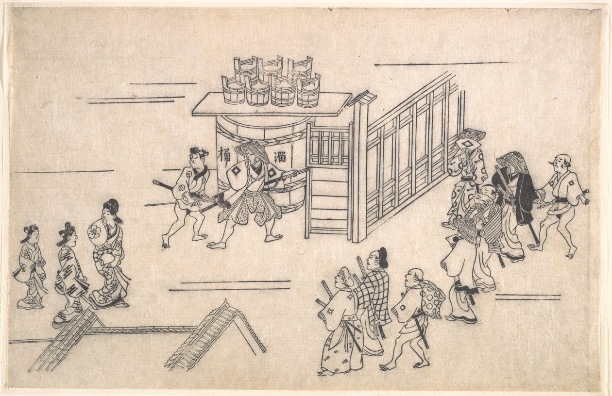 A quarta cena, da série Cenas do bairro dos prazeres em Yoshiwara, em Edo de Hishikawa Moronobu
