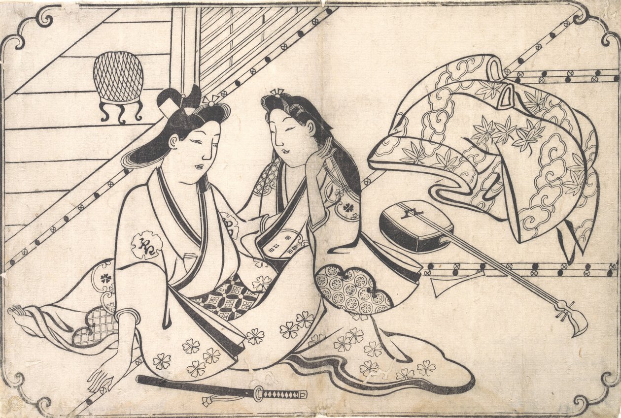 Dois amantes de Hishikawa Moronobu