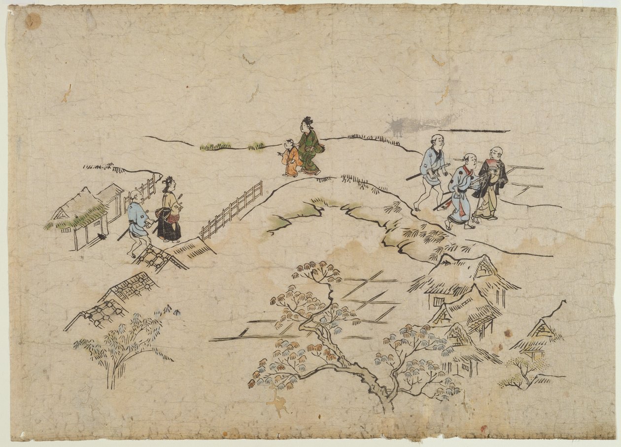 Yoshiwara no Tei, c.1680 (impressão em xilogravura a cores) de Hishikawa Moronobu