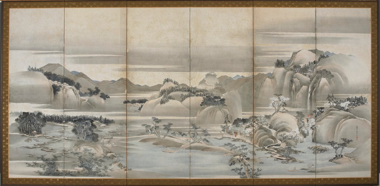 Paisagens das quatro estações: primavera e verão, período Edo, final do século XVIII e início do século XIX. de Hishikawa Sori