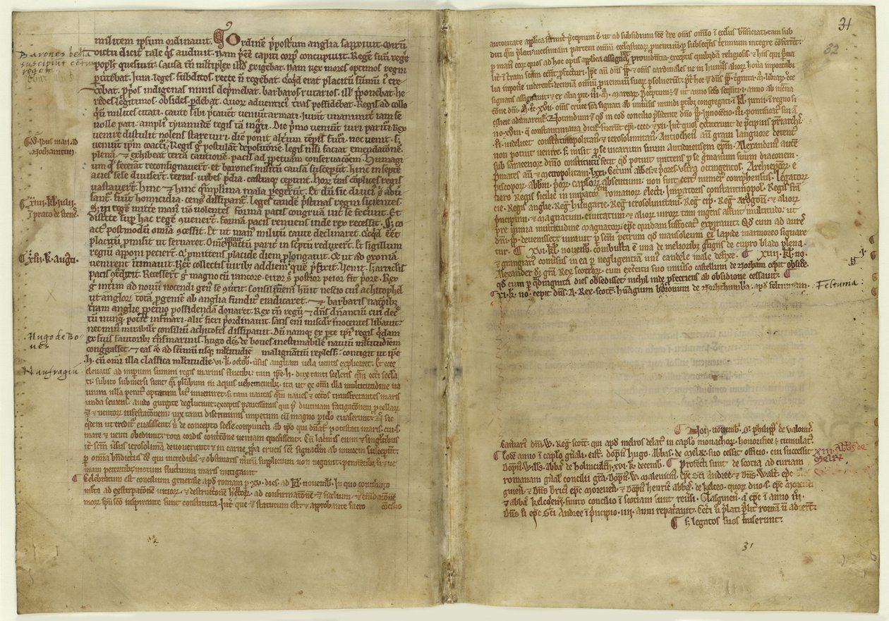 Relato de verso de Magna Carta na Crônica da Abadia de Melrose, década de 1270 de Historical Document