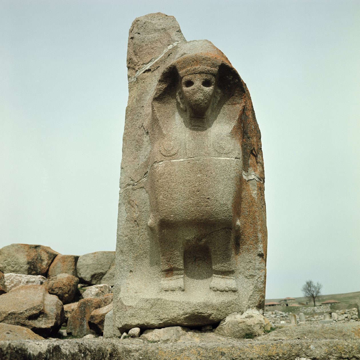 Portal, com, esculpido, esfinge de Hittite