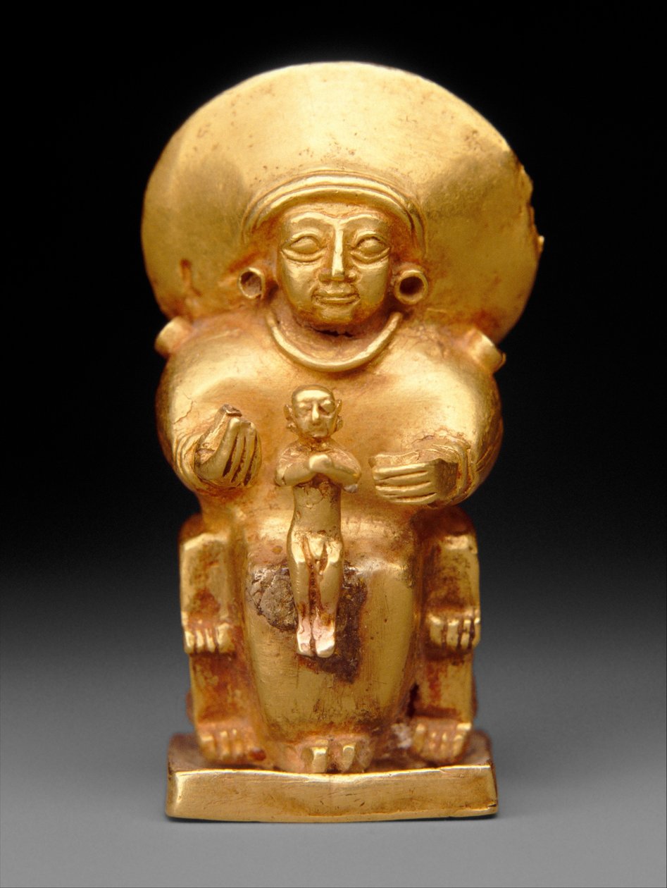 Deusa sentada com uma criança, c.1300 a.C. (ouro) de Hittite
