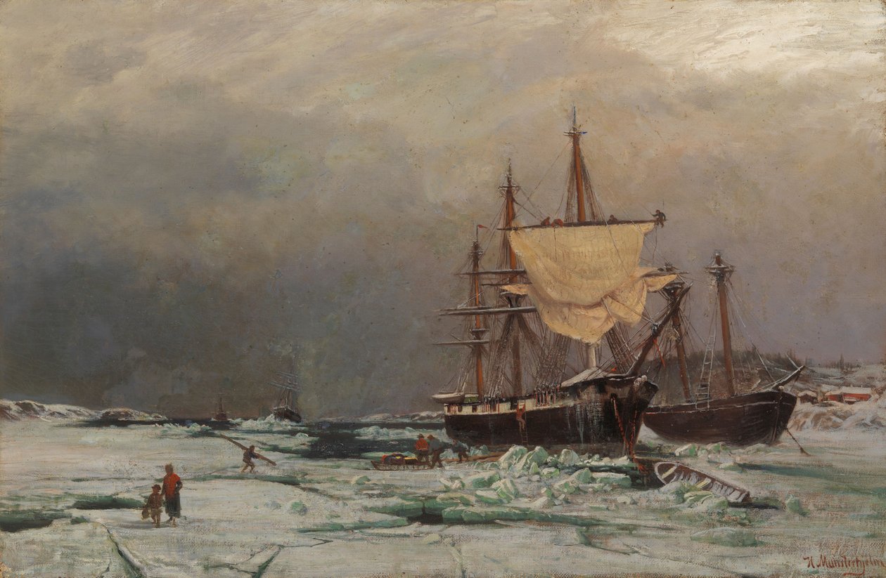 Paisagem marítima com quebra-gelos de Hjalmar Munsterhjelm