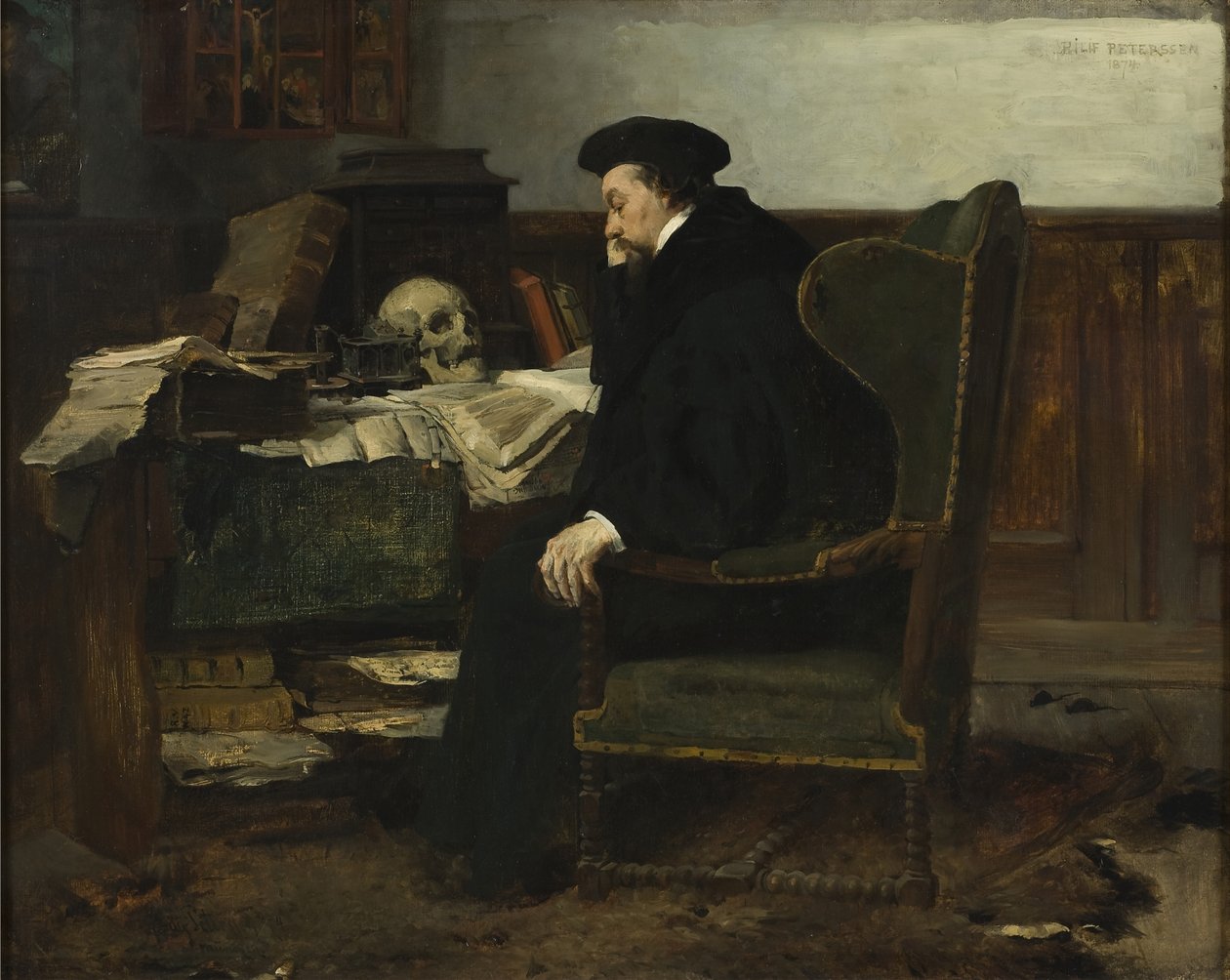 Absorvido em seus estudos, 1874 de Hjalmer Eilif Emanuel Peterssen