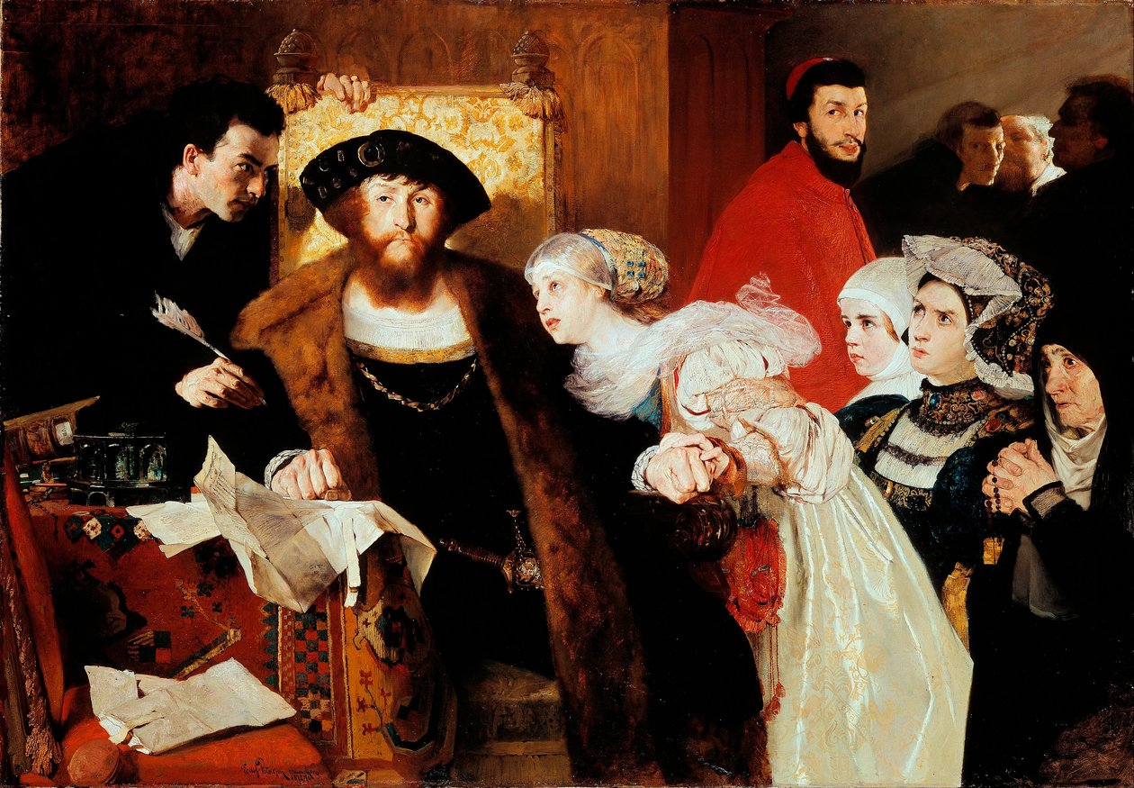 "Le roi Christian II de Danemark (1481-1559) signe la condamnation a mort de Torben Oxe en 1517" (Christian II Signing the Death Warrant of Torben Oxe) Peinture d