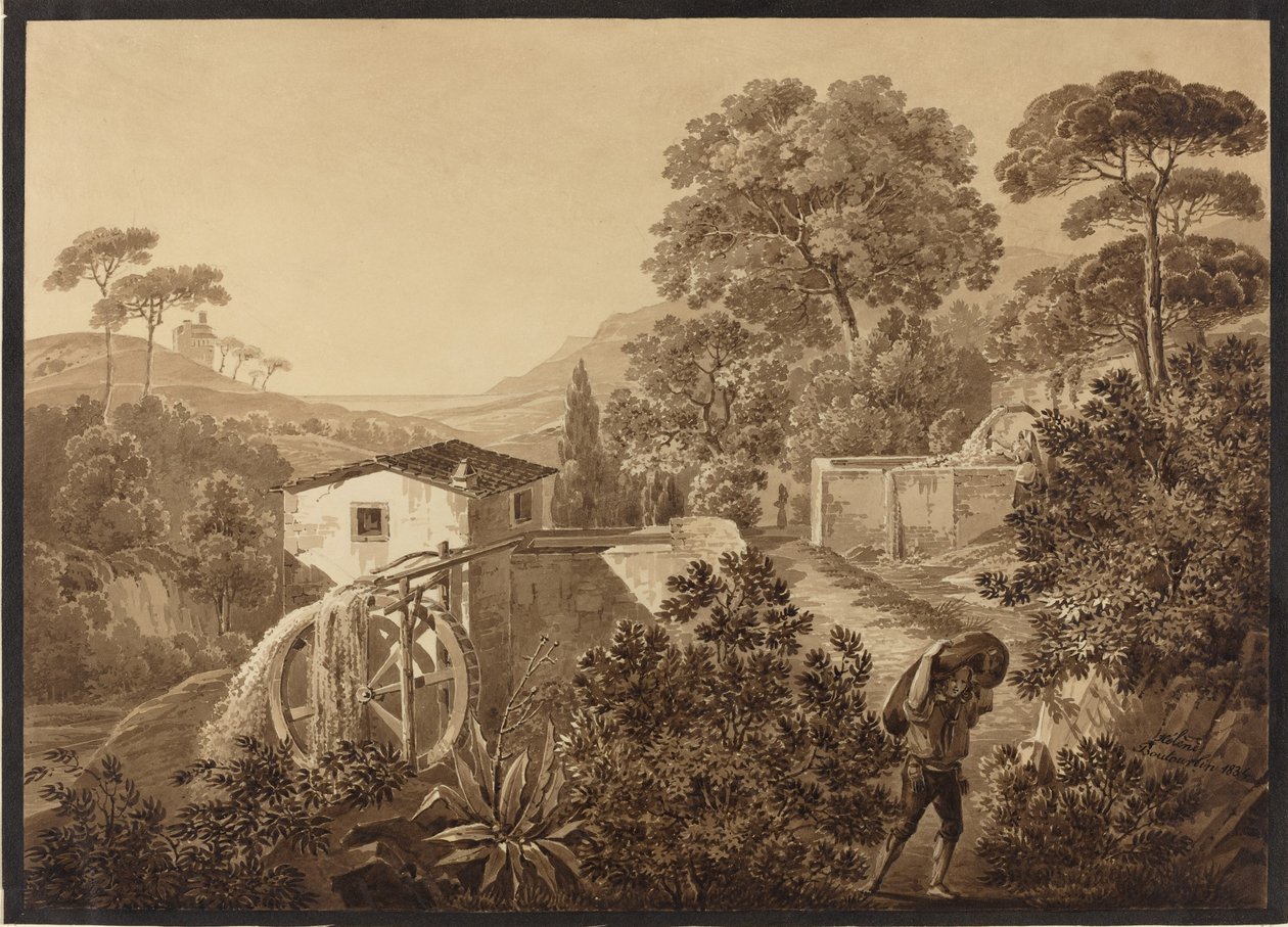 Paisagem italiana com um moinho de água de Hélène Boutourlin
