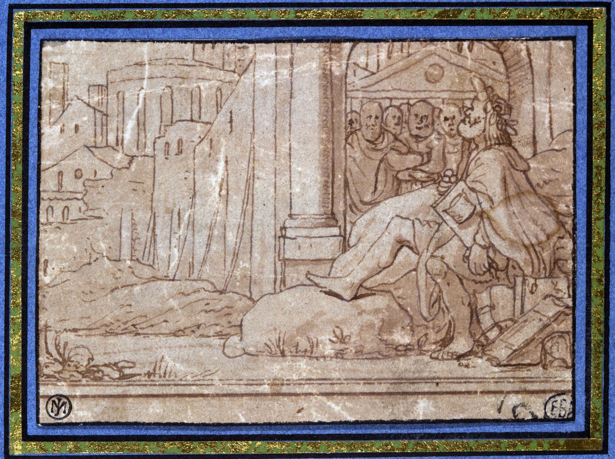 O Sábio (meditando). Desenho de Hobben. século 16. de Hobben