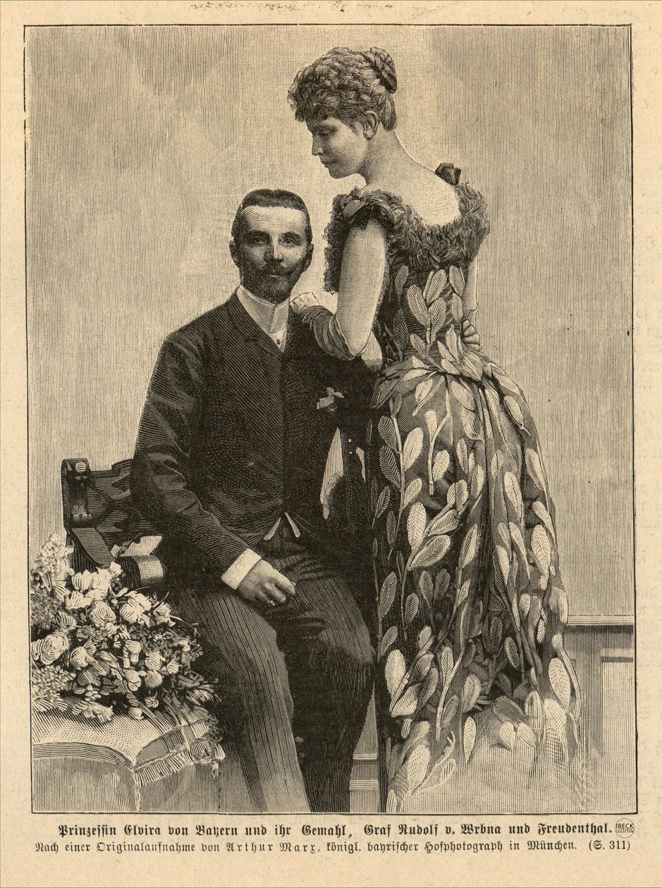 Princesa Elvira da Baviera (1868-1943) com o marido Rudolf von Wrbna-Kaunitz-Rietberg-Questenberg e Freudenthal de Hofphotograph Arthur Marx