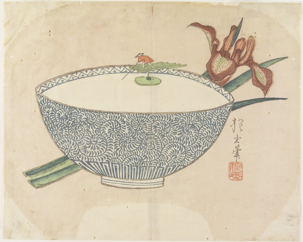 (Taça de Água com o Pequeno Barqueiro Flutuante), c. 1830 de Hogyoku