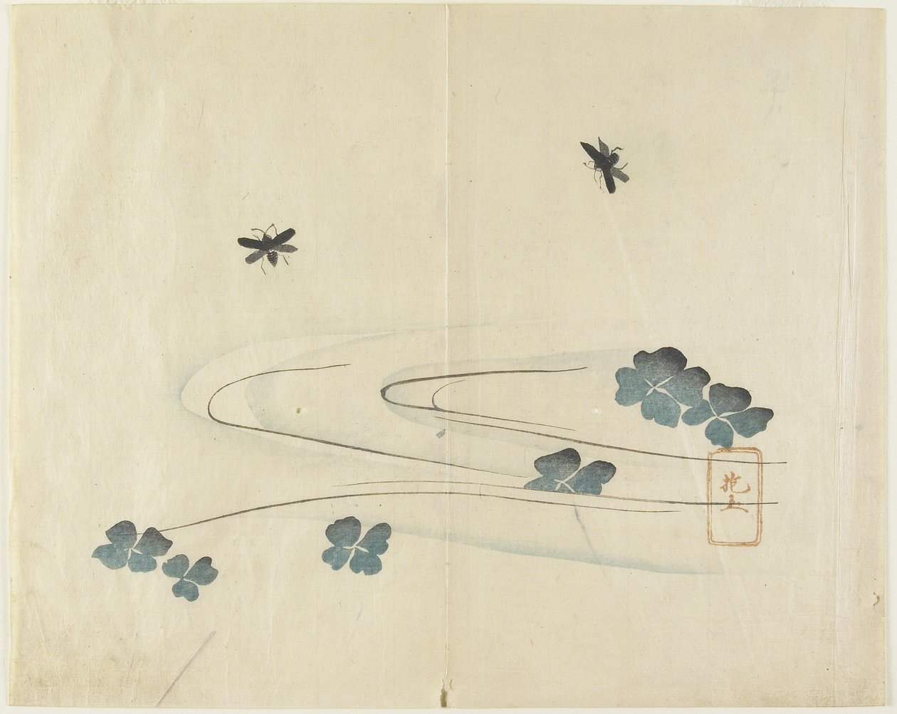(Insetos voando sobre a água), c. 1830 de Hogyoku