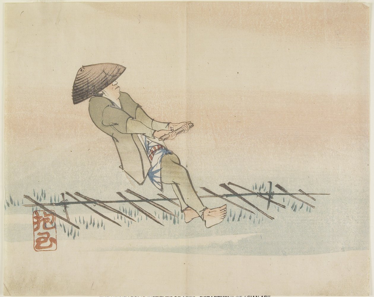 (Homem puxando fio de seda), c. 1830 de Hogyoku