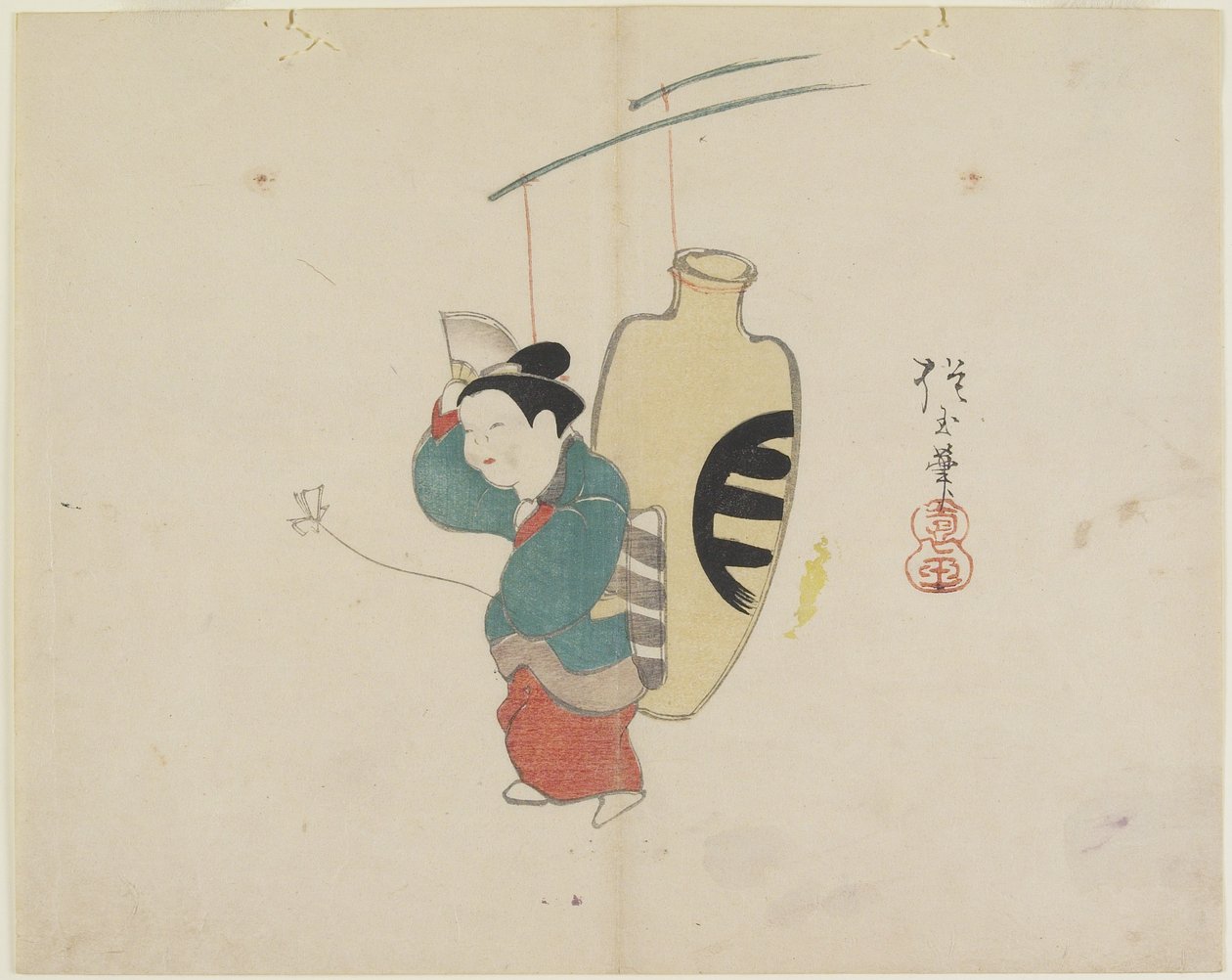 (Figura móvel de mulher e garrafa de saquê), c. 1830 de Hogyoku
