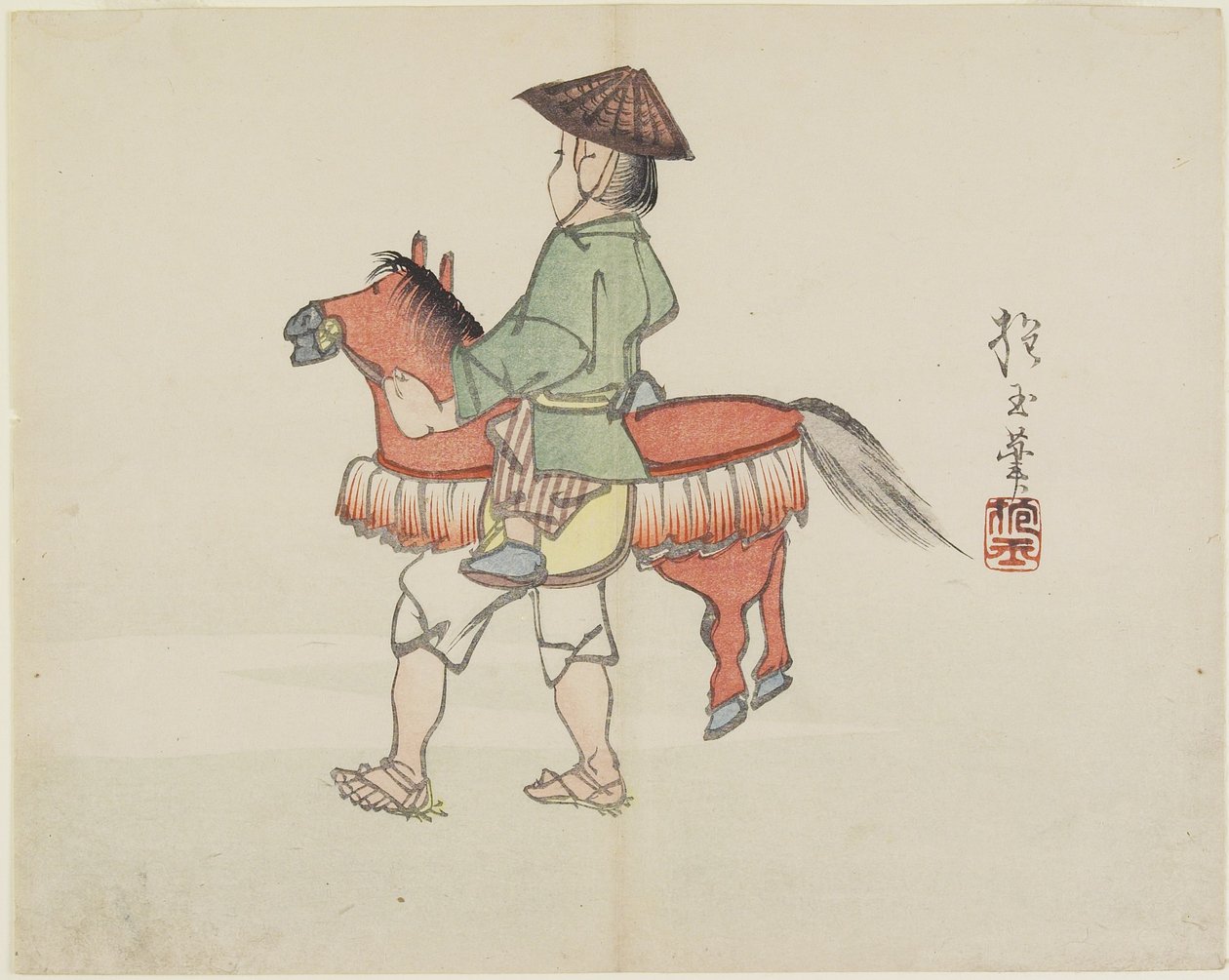 (Artista de rua com traje de cavalo), c. 1830 de Hogyoku