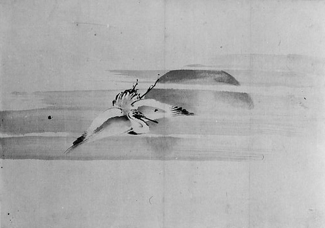 Guindaste e Sol, século XIX. de Hokusai School.