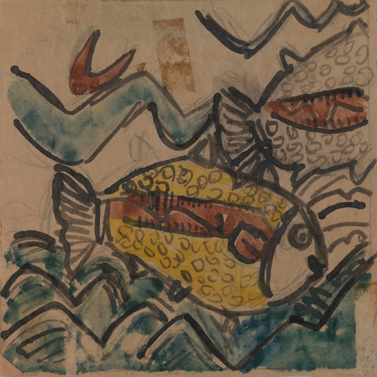 Desenho de peixe para uma placa de cerâmica, ca. 1930-1939. de Holcha Krake