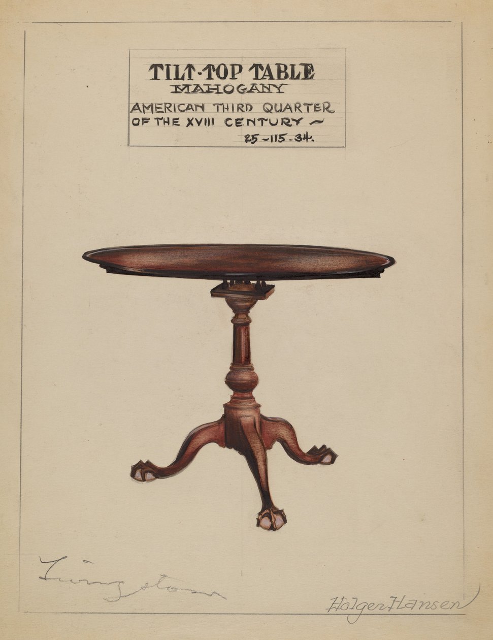 Mesa com tampo inclinável, 19351942. de Holger Hansen